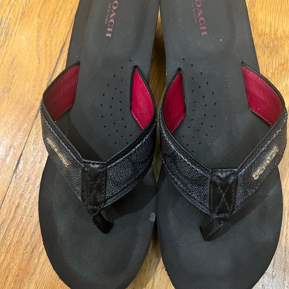 Coach size 9.5 wedge flip flops, worn once